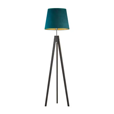 Designerska lampa drewniana z welurowym abażurem ARUBA VELUR