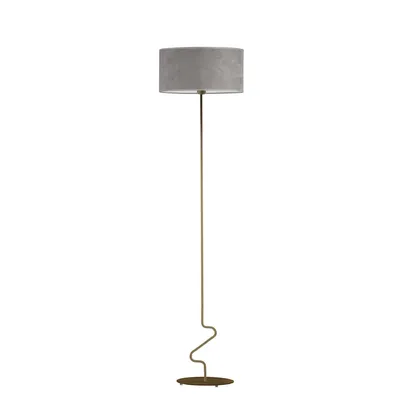 Designerka lampa stojąca z szarym abażurem JERSEY VELUR