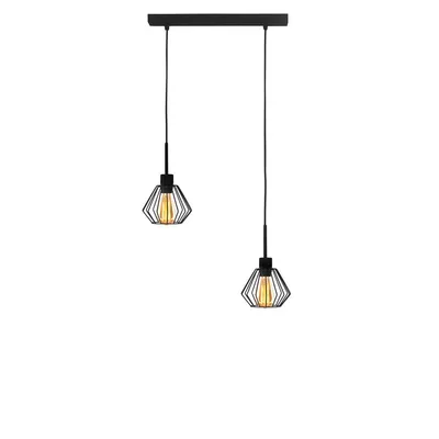 2-punktowa lampa wisząca regulowana ZAFRA LOFT z metalowymi kloszami