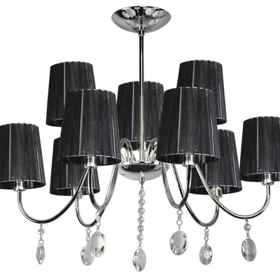 Lampa wisząca chrom/czarna z kryształkami 9x40W Sorento