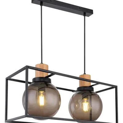 Lampa wisząca czarna metalowa dymiona 2xE27 Retro 2