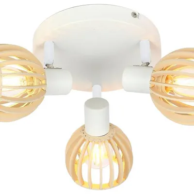 Lampa sufitowa Atarri plafon biały drewno 3xE14