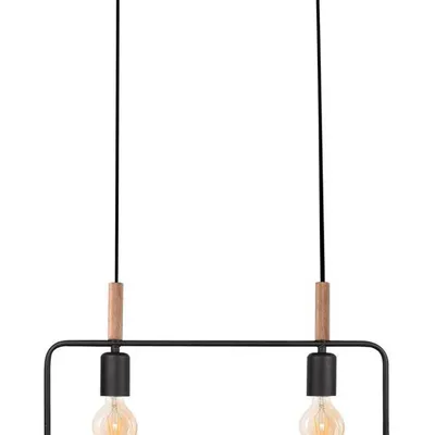 Lampa wisząca czarna regulowana wysokość 2x60W E27 Frame