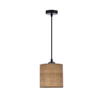 Legno lampa wisząca czarny 15 1x40w e27 abażur orzechowy