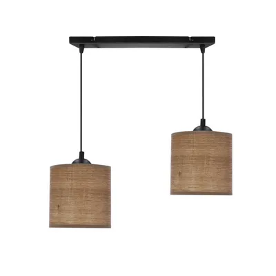 LEGNO LAMPA WISZĄCA CZARNY 15 2X40W E27 ABAŻUR ORZECHOWY