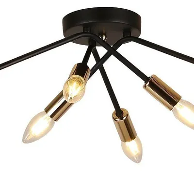 Lampa sufitowa czarno-złota 6x40W E14 Tiara