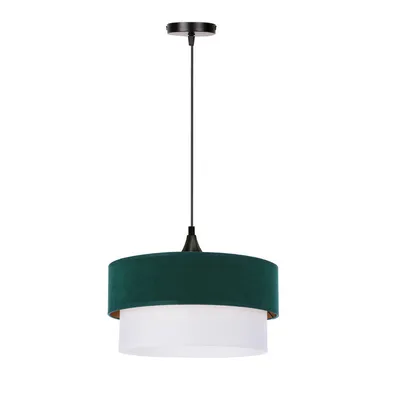 Sinagra lampa wisząca czarny 1x60 e27 abażur duo 35+30 but.zieleń\zloto+ biały