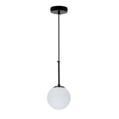 Lampa wisząca czarny E27 klosz biały 15cm Pompei