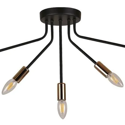 Lampa sufitowa czarno-złota 5x40W E14 Tiara