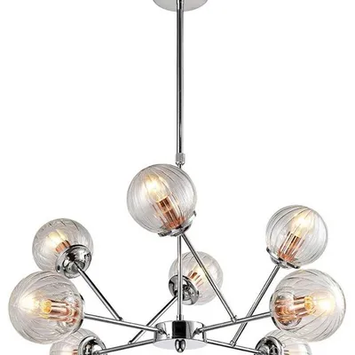 Lampa wisząca sufitowa chrom szklane klosze 8x40W Best