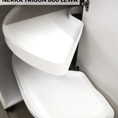 Półka narożna nerka TRIGON Hafele LEWA front 600 mm - biała 541.59.761