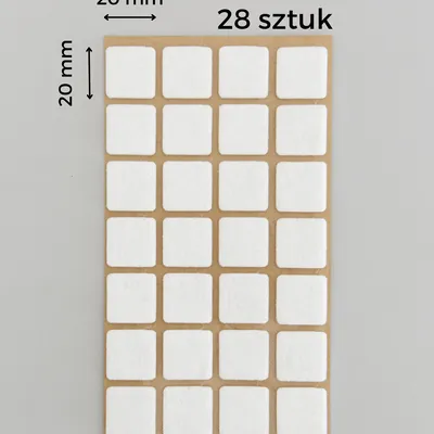 Podkładka filcowa kwadratowa BIAŁA 20x20 mm (28szt.)