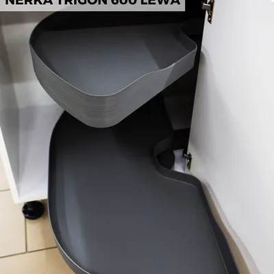 Półka narożna nerka TRIGON Hafele LEWA front 600 mm - antracyt 541.59.461