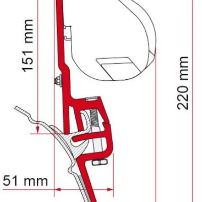 Adapter Markizy Fiamma F45 VW T4 Brandrup Ścienny