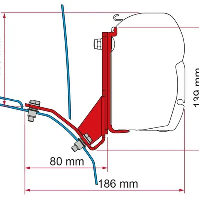 Adapter Markizy Fiamma F45 Ducato Ścienny Z Relingiem Dachowym