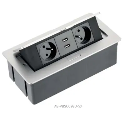 Przedłużacz biurkowy SOFT srebrny 2xGN 2xUSB