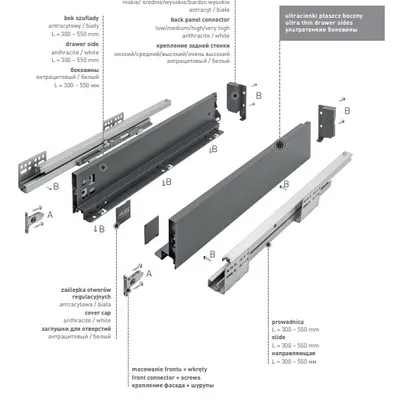 Szuflada AXIS PRO 300 B Średnia antracytowa