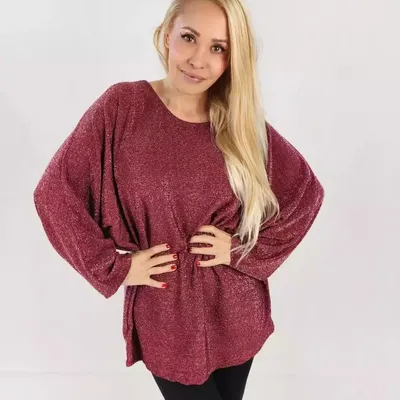 Sweter bluzka OVERSIZE brokatowy połysk Elegancki