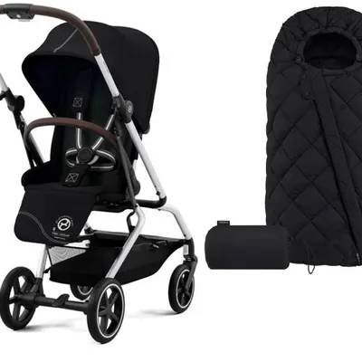 Cybex Eezy S Twist + Plus 2 Wózek Spacerowy Moon Black Srebrna Rama 2023 + Snogga 2 Gratis