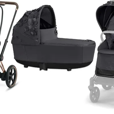 Cybex e-Priam 3.0 Wózek Głęboko-Spacerowy Rama + Tapicerka + Gondola 2w1 Dream Grey Simply Flowers