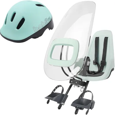 Bobike Go Mini Fotelik Rowerowy + Osłona Przeciwwiatrowa + Kask XXS Mashmallow Mint