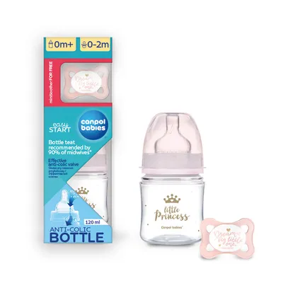 Canpol Babies Zestaw Startowy Butelka 120ml + Smoczek Mini Girl Mix