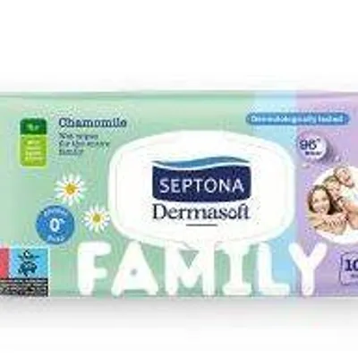 Septona Dermasoft Family Nawilżane Chusteczki z Rumiankiem 100 Szt.