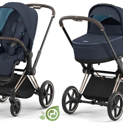 Cybex Conscious Green Leaf Priam 4.0 Wózek Głęboko-Spacerowy Eco Dark Navy