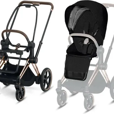 Cybex e-Priam 3.0 Rama ze Stelażem Siedziska + Tapicerka Wózek Spacerowy Stardust Black Plus