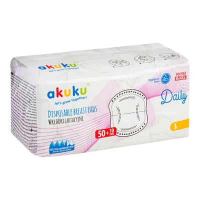 Akuku Wkładki Laktacyjne Daily 50szt + 10 Gratis