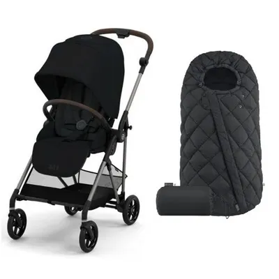 Cybex Melio New Wózek Spacerowy Rama Taupe + Śpiworek Snogga 2 Moon Black