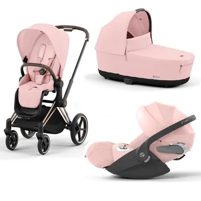 Cybex Priam 4.0 Wózek Głęboko-Spacerowy + Fotelik Samochodowy Cloud T 0-13kg Peach Pink