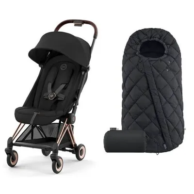 Cybex Coya Wózek Spacerowy Rama Rosegold + Śpiworek Snogga 2 Sepia Black