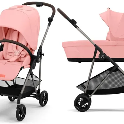 Cybex Melio New Wózek Głęboko-Spacerowy Rama Taupe Hibiscus Red