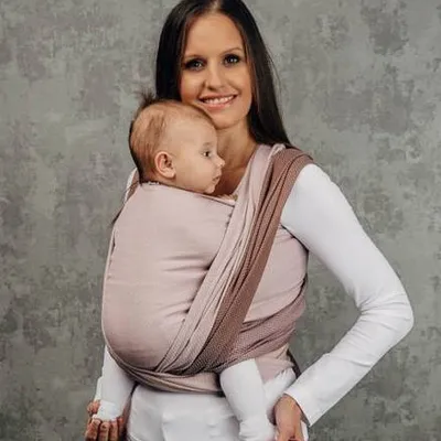 LennyLamb Moja Pierwsza Chusta Do Noszenia Dzieci, Tkana Splotem Jodełkowym, Mała Jodełka Rozmiar M 100% Bawełna Baby Pink