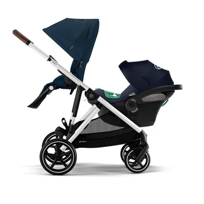 Cybex Gazelle S Wózek Rok Po Roku Rama Srebrna + Cybex Aton S2 I-Size Fotelik Samochodowy 0-13kg Ocean Blue + Adapter