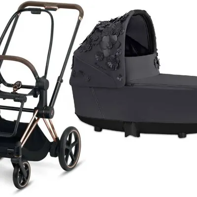 Cybex e-Priam 3.0 Rama ze Stelażem Siedziska + Gondola Wózek Głęboki Dream Grey Simply Flowers