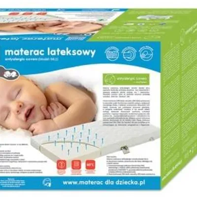 Fiki Miki Materac Lateksowy Antyalergic Covers ML1 120/60/9 cm Box + Prześcieradło Jersey 120x60 Białe GRATIS