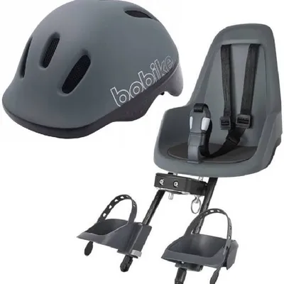 Bobike Go Mini Fotelik Rowerowy + Kask XXS Macaron Grey