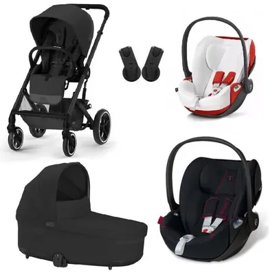 Cybex Balios S Lux Wózek Głeboko-Spacerowy Moon Black 2023 + Fotelik Cloud Z I-Size Victory Black - Ferrari + Tapicerka Letnia White + Adaptery