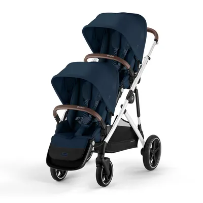 Cybex Gazelle S Wózek Spacerowy Bliźniaczy Rama Srebrna Ocean Blue