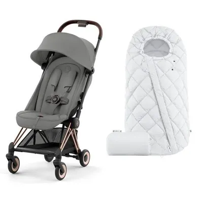 Cybex Coya Wózek Spacerowy Rama Rosegold + Śpiworek SNogga 2 Mirage Grey