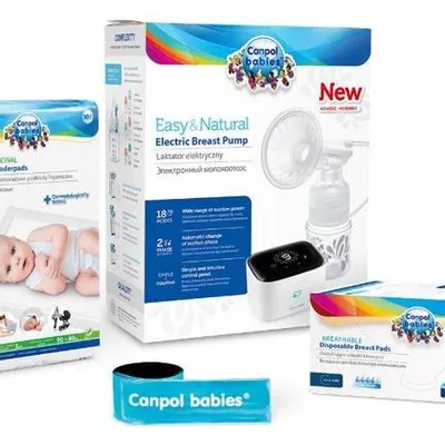 Canpol Babies Easy&Natural 12/207 Laktator + GRATIS Wkładki Laktacyjne + Wielofunkcyjne Podkłady Higieniczne + Opaska Odblaskowa