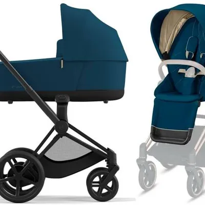 Cybex e-Priam 3.0 Wózek Głęboko-Spacerowy Rama + Tapicerka + Gondola 2w1 Mountain Blue