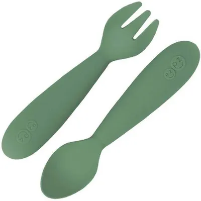 EZPZ Komplet Silikonowych Sztućców Mini Utensils Oliwkowy