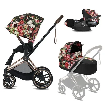 Cybex ePRIAM 2.0 + Cloud Z I-size Wózek Głęboko-Spacerowy + Fotelik Samochodowy 0-13kg Spring Blossom Dark