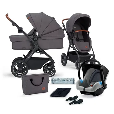 Kinderkraft B-Tour Wózek Głęboko-Spacerowy + Fotelik 0-13 kg Zestaw 3w1 Dark Grey