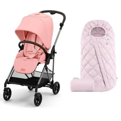 Cybex Melio New Wózek Spacerowy Rama Taupe + Śpiworek Snogga 2 Hibiscus Red