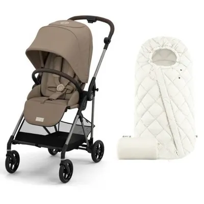 Cybex Melio New Wózek Spacerowy Rama Taupe + Śpiworek Snogga 2 Seashell beige