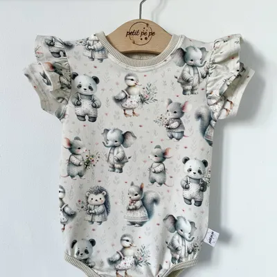 Body z cienkiej dzianiny jersey lux - Vintage animals